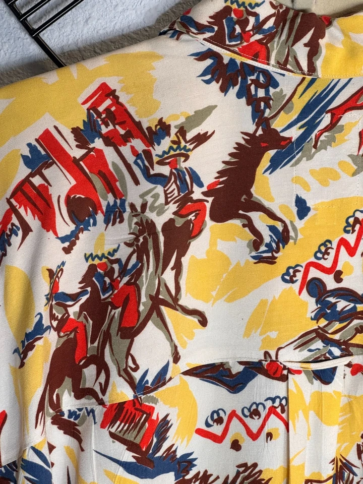 Vintage 1950s Mexican Themed, Loose Fit, Hawaiian Long Sleeve Shirt, Rayon - Image 4 of 4