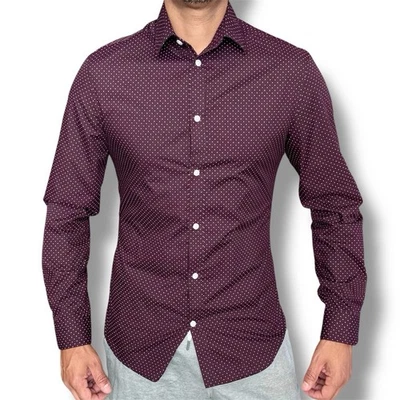 H&M Mens Button Down Long Sleeve Shirts Sz Medium Burgundy color Slim - Image 1 of 4