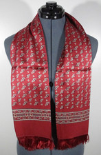 VTG Pearl 100 Silk Maroon 48 in Scarf Opera Fringe Horses Equestrian Horseshoes