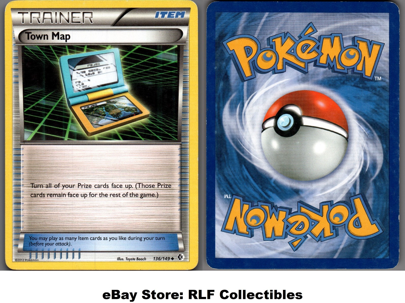 2012 Pokemon, B&W Boundaries Crossed, #136/149 Town Map, Uncommon (b)