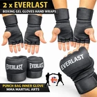 2 x Everlast Boxing Gel Gloves Hand wraps Punch Bag Inner Glove MMA Martial Arts