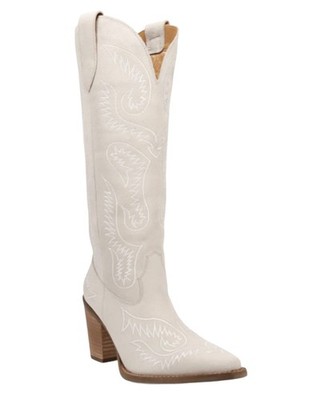 Dingo Women's Evita Suede Tall Western Boot - Snip Toe - DI2253-WHT
