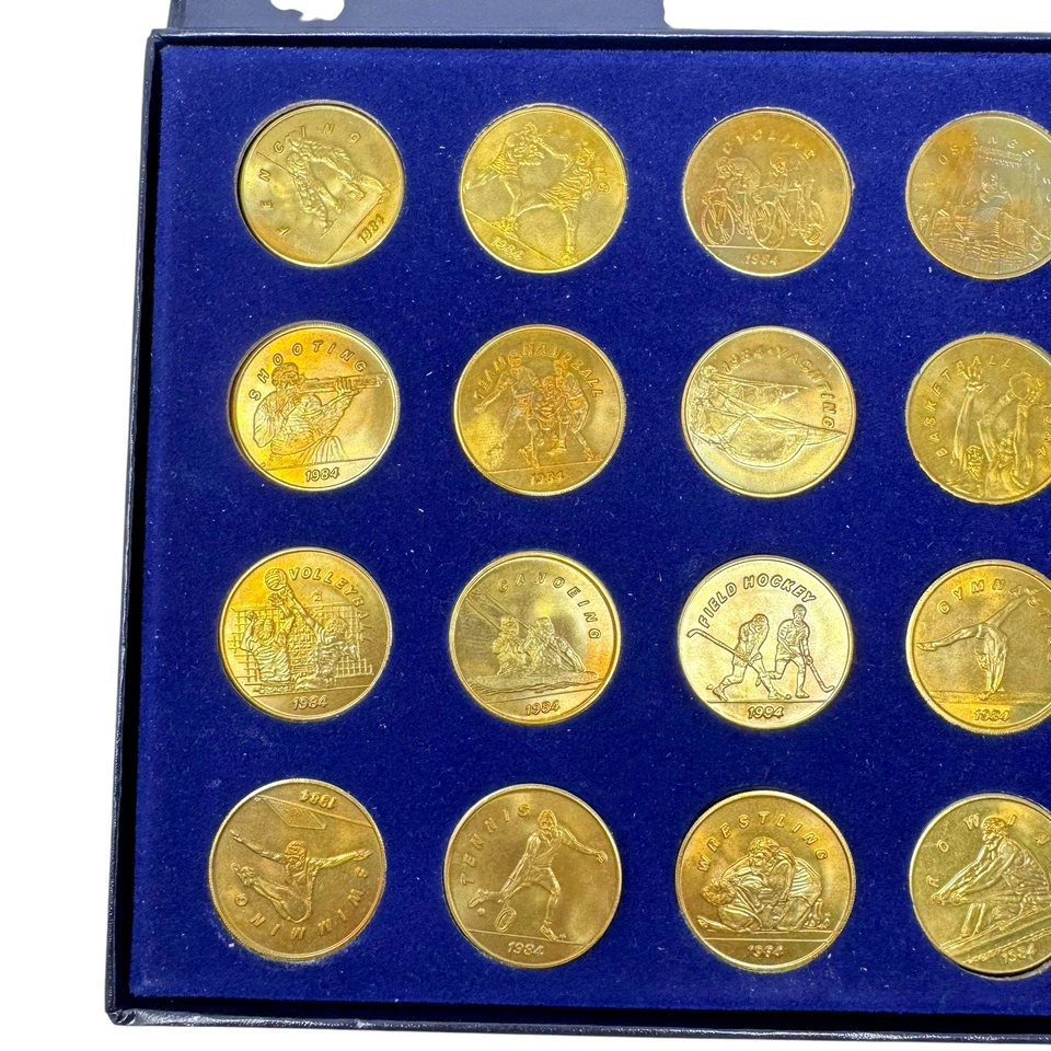 1984 Los Angeles Olympics Transit Token Coin Set w/24 Coins Complete Box Flaws** - Image 4 of 4