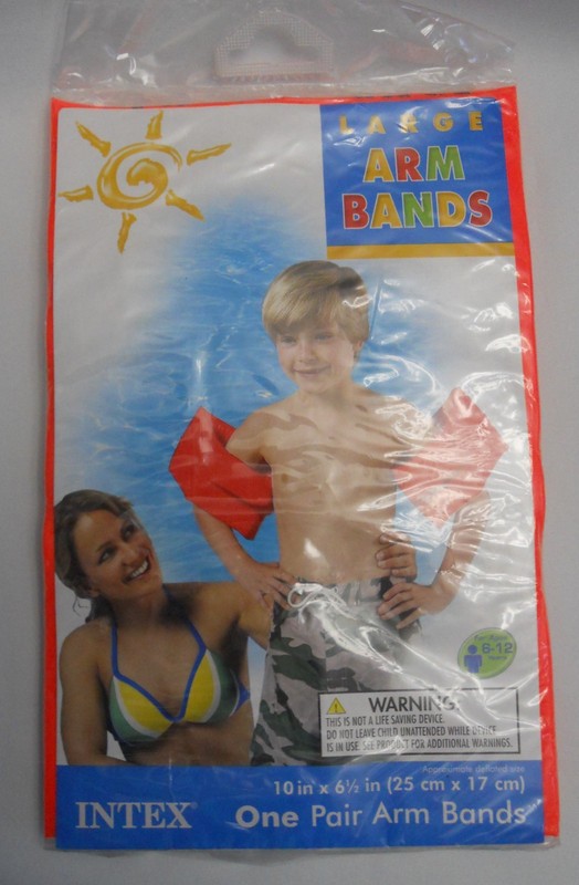 Intex Kids Large Swim Arm Band Floaties Orange Water Sport Training Aid Age 6-12