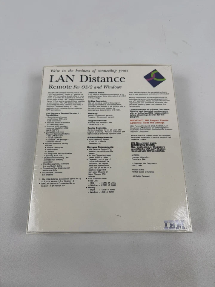 Vtg Rare IBM LAN Distance Remote Version 1.1 3.5" Diskettes OS/2 New Sealed - Image 2 of 4