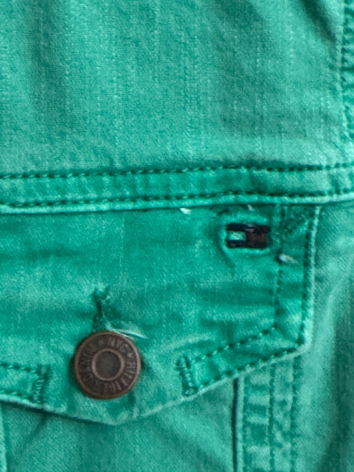 Tommy Hilfiger Girls' Teal Green Denim Jacket - Size 164 (Age 13-14) image 8