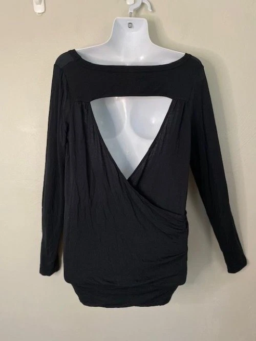 PrAna Synergy Yoga Open Back Top Size S-M Black Stretchy Dance Tencel - Image 3 of 4
