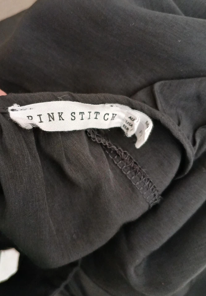 Vestido Pink Stitch Para Mujer 2 Negro Maxi Correa de Espagueti Ajustable Mezcla de Rayón Foto 2 de 4