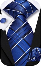 Mens 70 inches Tie Set With Cufflinks Handkerchief Set For Wedding or Busines...