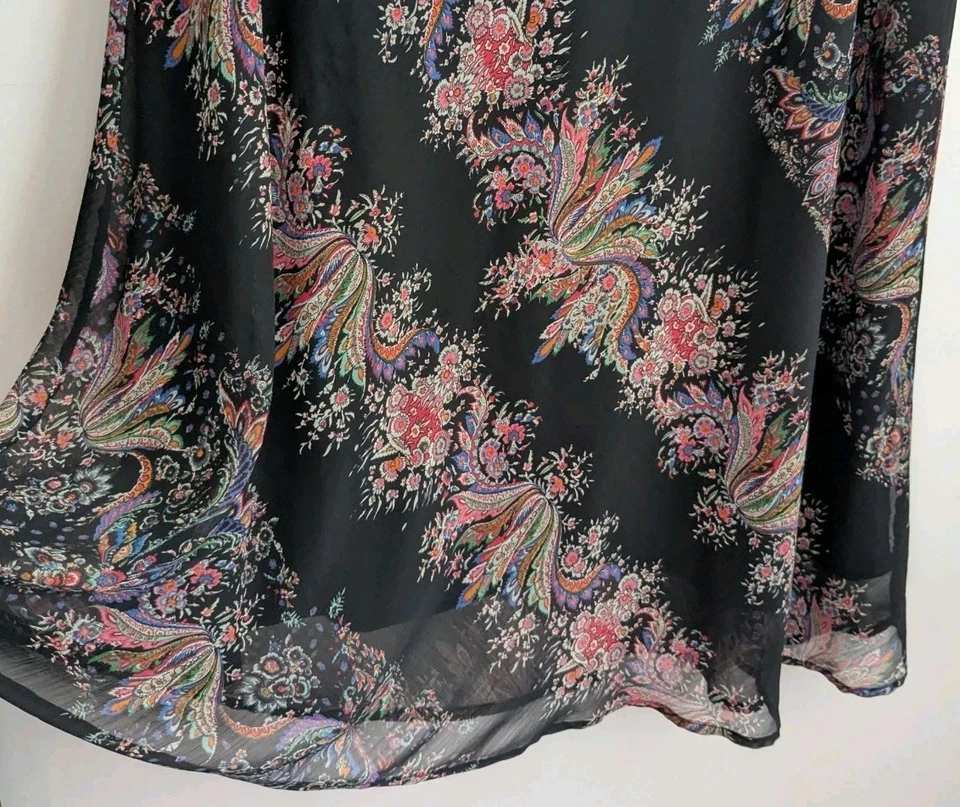 Платье Barn Plus размер черный цветочный струящийся натяжной трапециевидный эластичный пояс 22 Вт с подкладкой  - Изображение 3 из 4