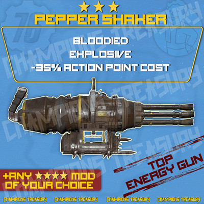 FALLOUT 76 PC BLOODIED EXPLOSIVE -35% AP COST PEPPER SHAKER +4 STARS MOD