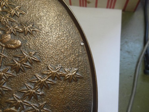 ANTIQUE JAPANESE BRONZE HAND MIRROR - KAGAMI LARGE SIZE 23.5CM - Foto 5 di 5