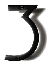 6 inch Black Floating House Number 3 Aluminum Door Address with Hardware