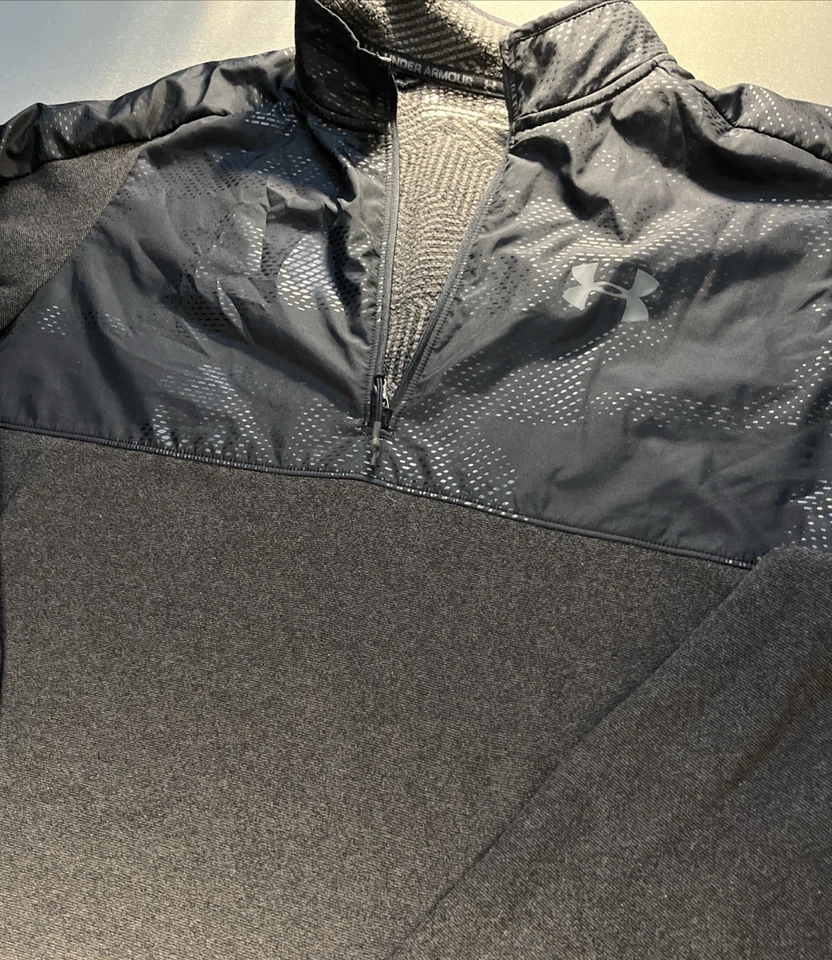 Pullover Under Armour Cold Gear para hombre manga larga 1/4 cremallera negro polar grande Foto 4 de 4