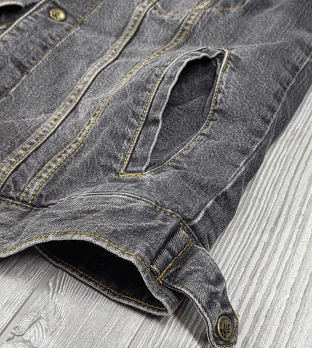 Chubbies Men's Fade Gray Denim Sherpa Black Lined Trucker Jacket Pockets Size M image 6