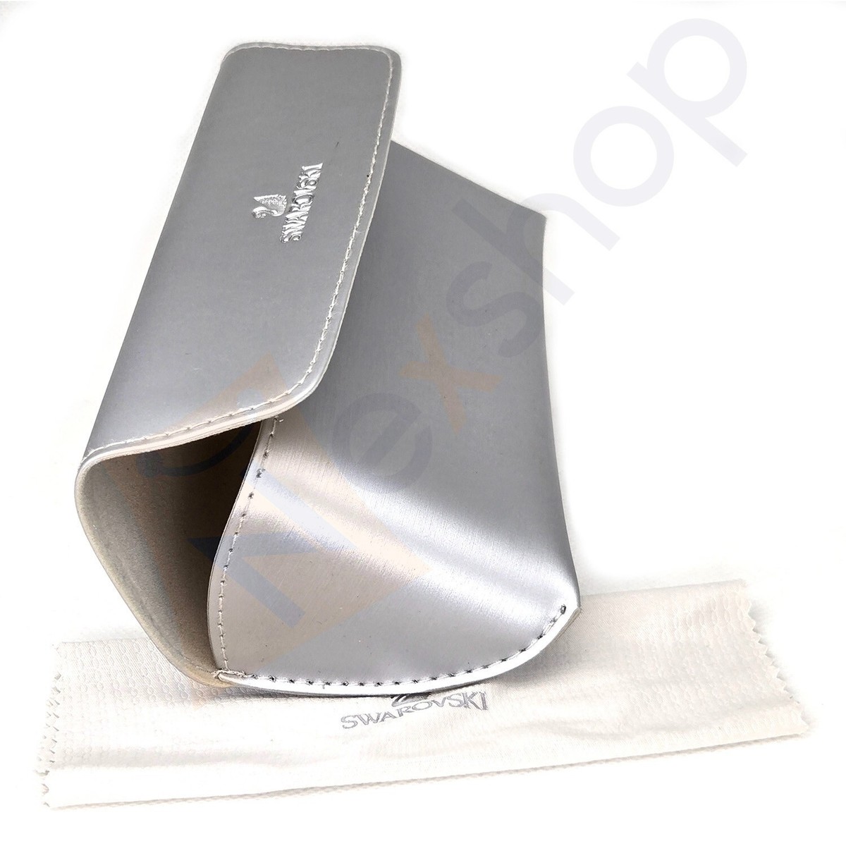 Authentic SWAROVSKI Semi-Hard Silver Sunglasses Eyeglass Case w