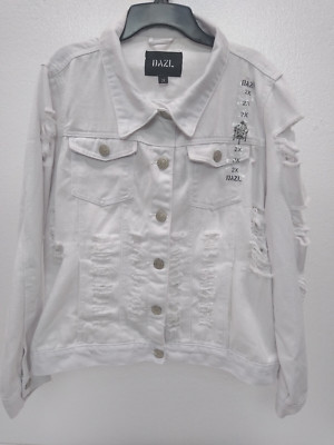 DAZI White, Factory Distressed Jeans Jacket, Size 2X, ''Make Money Not Friends''