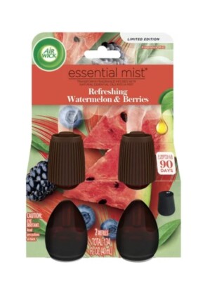 Air Wick Essential Mist Oil Refill, Refreshing Watermelon & Berries, Pack of 2