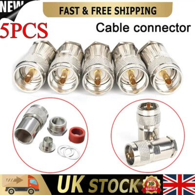 5Pcs PL259 Plug Male Clamp For RG213 LMR400 UHF RF Coaxial Adapter Connector UK