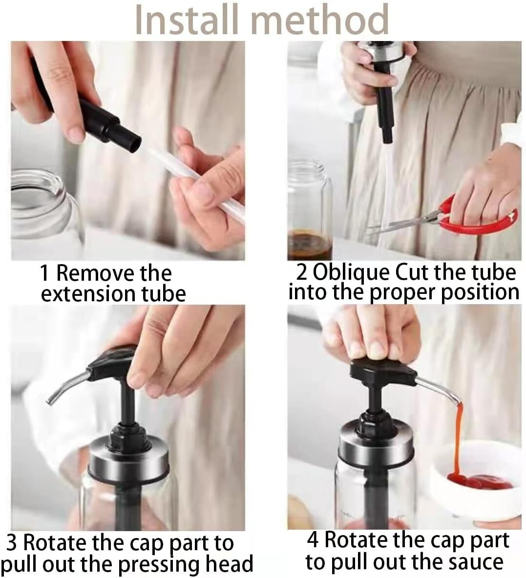 Glass Syrup Pump Dispenser ,Condiment Squeeze Bottles, No Drip,17 Ounce