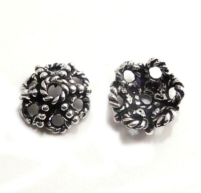 28 Pcs 8mm Bali Bead Cap Sterling Silver Plated Jewelry Supplies Cap as