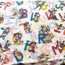VTG Dundee Mickey Mouse & Friends ABC Alphabet Toddler Bed Crib Sheet Set USA