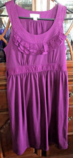 Ann Taylor Loft Plum Sleeveless Dress, Ruffle Front, Self-Tie Back, Size 4