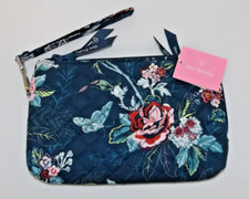 VERA BRADLEY Iconic RFID Slim Wristlet Wallet - Rose Toile Butterfly Navy Blue