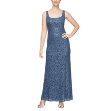 Alex Evening Long A-Line Dress Size 12 Sequin Detail in Wedgwood Blue Wedding Fo