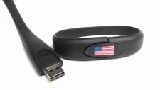 4 GB Flag USB Flash Drive Black OR Blue Silicone Wrist Band