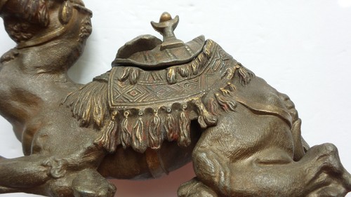 Antique Spelter Bedouin Camel Inkwell, Large Size, c. 1900 - Picture 2 of 12