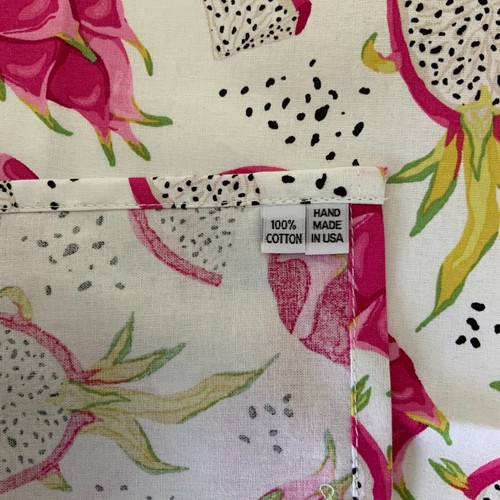 NEW Handmade 100% COTTON DINNER NAPKINS SET of 4 Size 21" X 17" Dragon Fruit - Picture 5 of 10