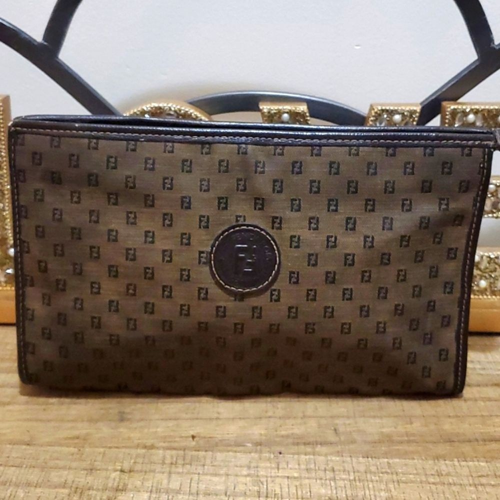 Fendi Vintage Monogram Pouch Zip Bag