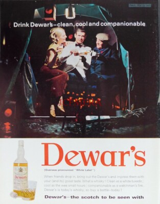 DEWAR'S Scotch Whisky Vintage ADVERT Brazier - Original 1965 Print : 626/D