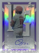 2021 LEAF PERFECT GAME METAL PURPLE REFRACTOR CARSTEN SABATHIA AUTO #12/25