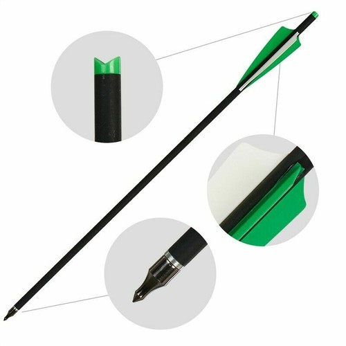 12Pcs 20 inch Bolts Carbon Arrows Half Moon Nocks 8.8mm Shaft Shooting hunting - Picture 26 of 56