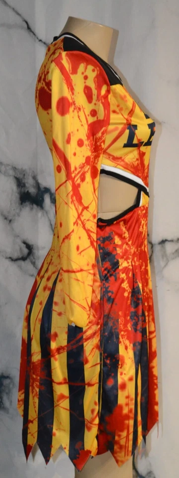 EMVIE'S FASHIONS Dorado Negro Rojo Blanco Zombie Animadora Halloween Disfraz Med Foto 4 de 4