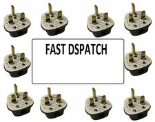 10 x 13 AMP UK 3 PIN FUSED BLACK MAINS PLASTIC PLUG 13A PACK SOCKET BULK 
