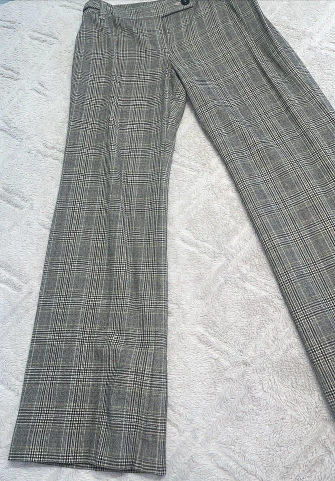 Ann Taylor Womens 6 Lined Virgin Wool Blend Dress Pants Brown Beige Yellow Plaid - Image 4 of 4
