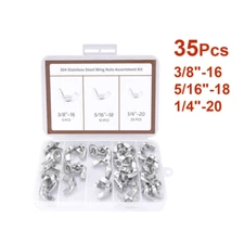 35/50Pcs Wingnuts,304 Stainless Steel Parts Butterfly Wing-Nut Assorted Kit