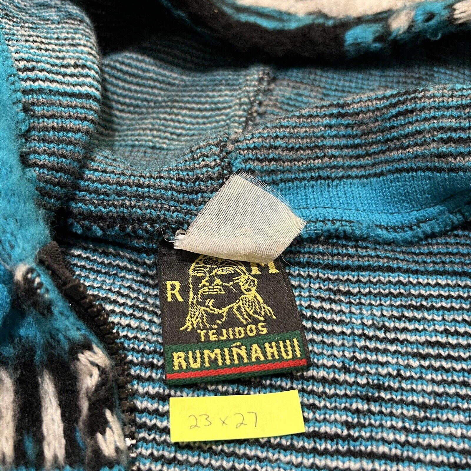 VTG Tejidos Ruminahui Teal Blue Fuzzy Alpaca Wool… - image 6