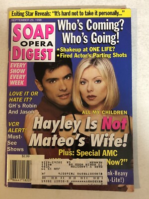 #ad Soap Opera Digest Magazine September 29 1998 All My Children Kelly Ripa $15.99