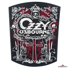 Ozzy Osbourne Large Patch Crown Skull Hard Rock Embroidered Iron On 11.6"x14.6"