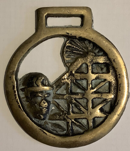 Vintage Brass Gold Miner Horse Harness Bridle Decoration Collectable Medallion - Afbeelding 1 van 3