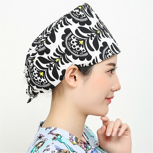 Womens/Mens Florals Printed Cap Scrub Hat/Cap Head Wear Adjustable Accessories - Picture 461 of 660