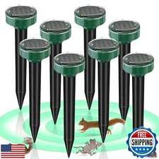 8 Pack Ultrasonic Solar Mole Repellent Gopher Repellent Waterproof Vole Chipm