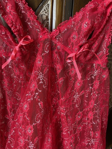 Victorias Secret Babydoll Nightie Sexy Little Things Red Lace Size Medium - Picture 7 of 10
