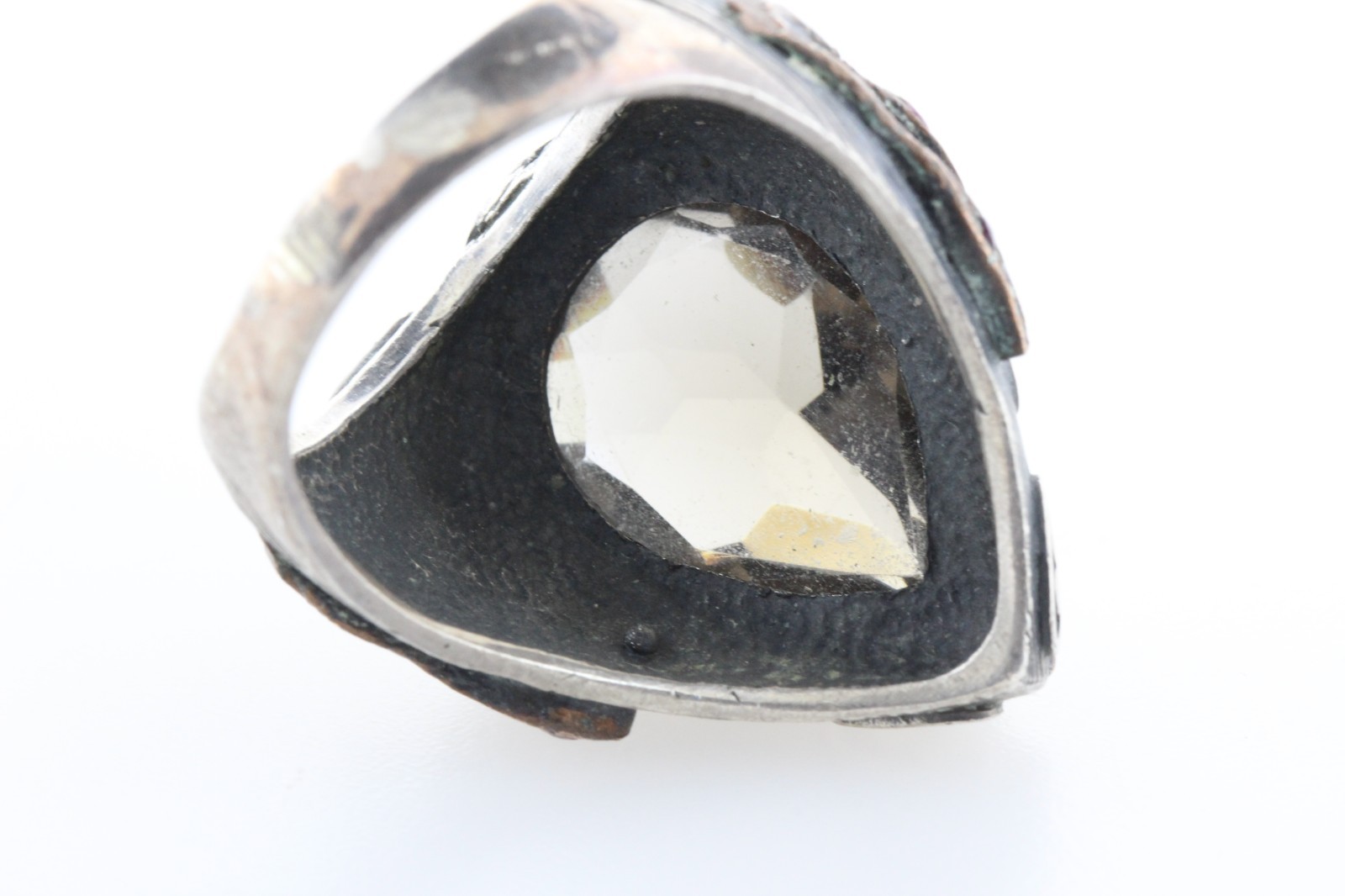 DGS 925 Turkey Sterling Silver 925 Copper Pear Smoky Quartz Ruby Ring Size 11 eBay