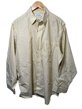 Brooks Brothers Oxford Shirt 17 34/35 The Original Polo Cotton Yellow Striped