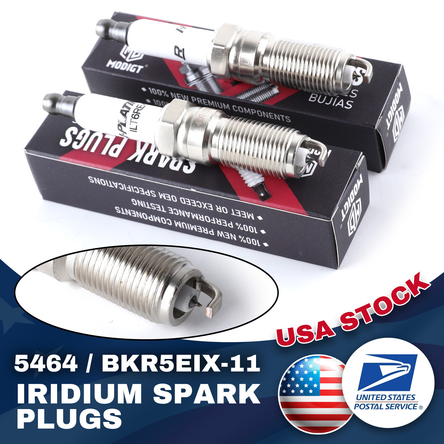 Set of 2 Fit For NGK 5464 Preminum Iridium Spark Plugs BKR5EIX11 OEM Quality NEW